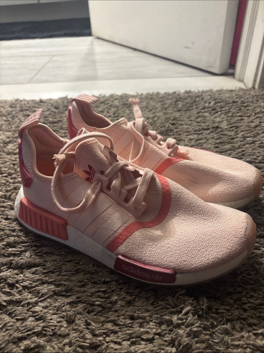 adidas Women's Light Pink and Coral NMD R1 Sneakers